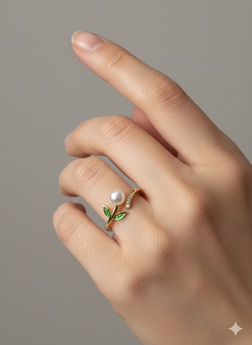 The Pearl Leaf Ring